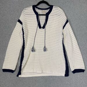 Martha Stewart Collection Women's Size Large Blue White Knit Pullover Sweater To